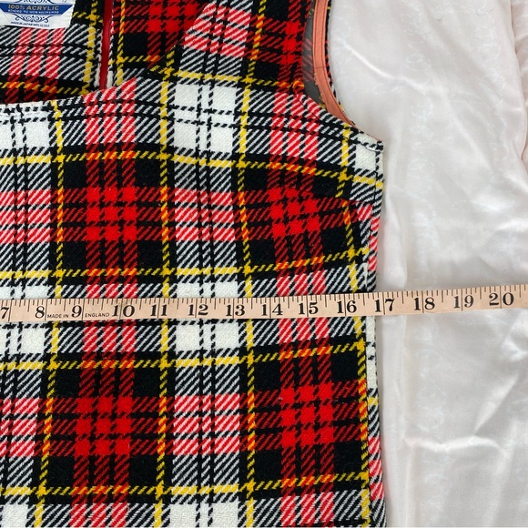 Vintage 70s Plaid Mini Dress Made in Japan Size 12 Red Tartan Mod - Picture 8 of 13